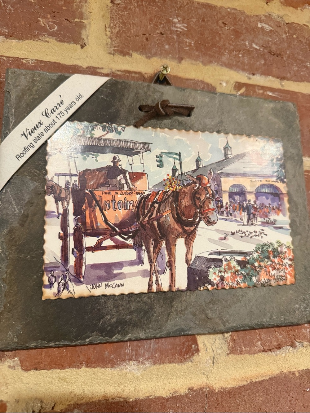 Vienna Carre Decorative Slate Wall Plaque - Brown/Gray Artwork New Orleans Art